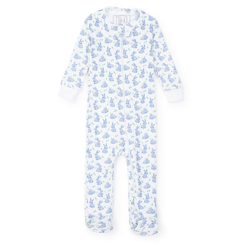 Parker Zipper Pajama - Bunny Hop Blue (6-9M)