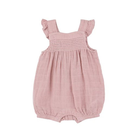 Smocked Front Bubble - Dusty Pink (0-3M)