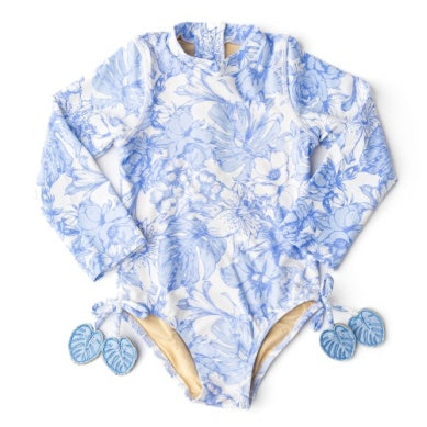 Tropical Blues Long Sleeve Swimsuit