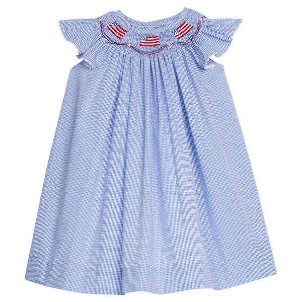 Smocked Bishop Dress - Flags