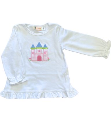 White Ruffle Swing Top w/ Castle