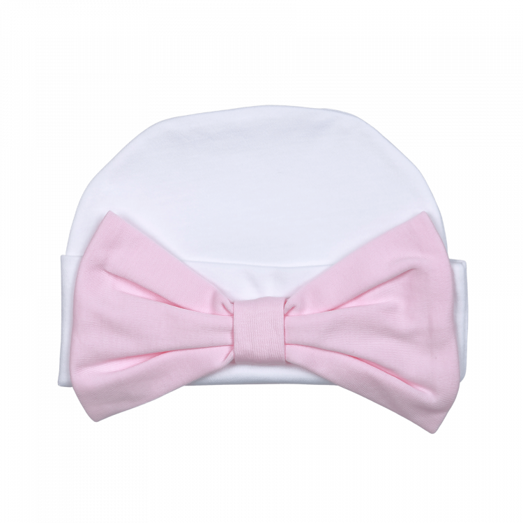 White Pima Hat with Pink Bow