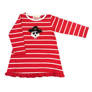 Red Striped Dress w/ Skull Applique