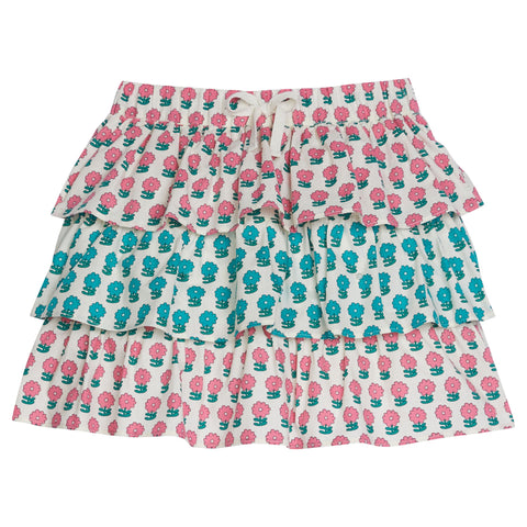 Tiered Mini Skirt- Pink & Turquoises
