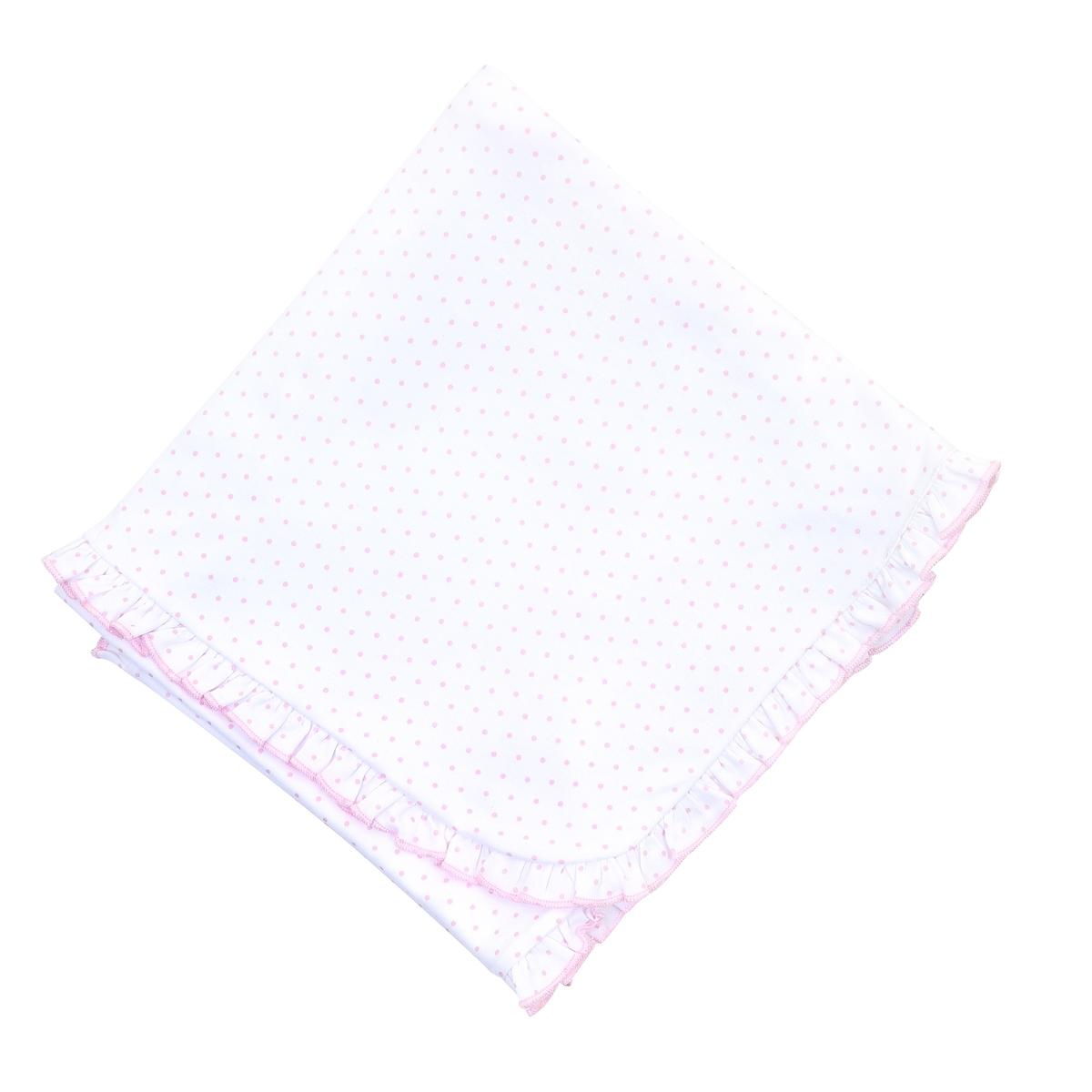 Mini Dot Ruffle Blanket - Pink