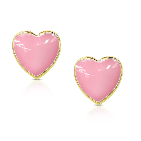 Heart Stud Earrings - Pink
