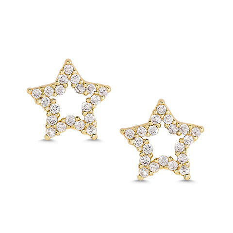 Open Star CZ Earrings in 18K over Sterling