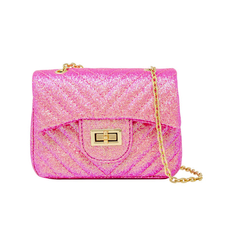 Classic Glitter Wave Handbag - Pink