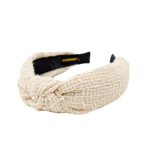 Tweed Solid Knotted Headband: Tan