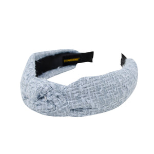 Tweed Solid Knotted Headband: Blue