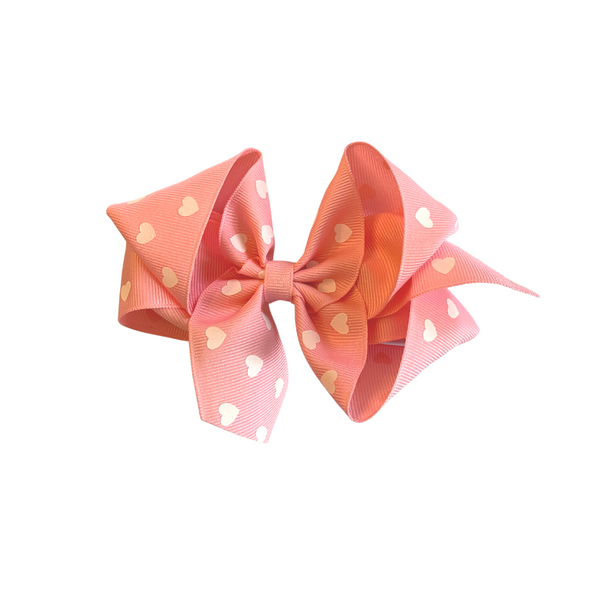 Light Pink Bow with White Hearts