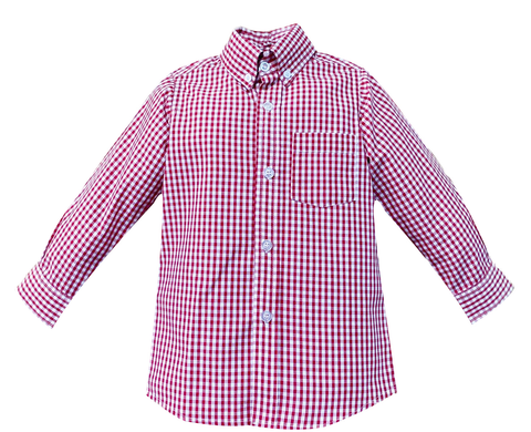 Red Big Gingham Button Down Arthur Brother Shirt (12M, 8)
