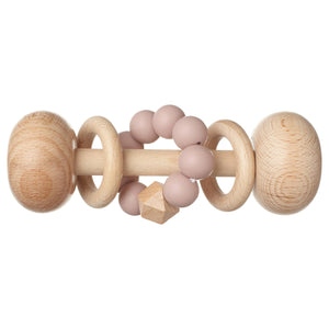 Wooden Rattle with Silicone Beads - Blush