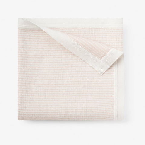 Blush Stripe Reversible Cotton Knit Baby Blanket