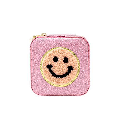 Happy Face Sparkle Jewelry Box - Pink