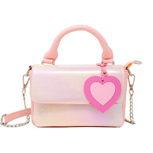 Shiny Baguette Heart Handbag: Pink