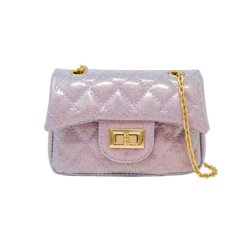 Classic Quilted Sparkle Mini Purse - Baby Purple