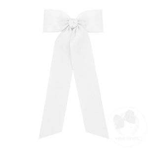 Medium Grosgrain Streamer Bow - White