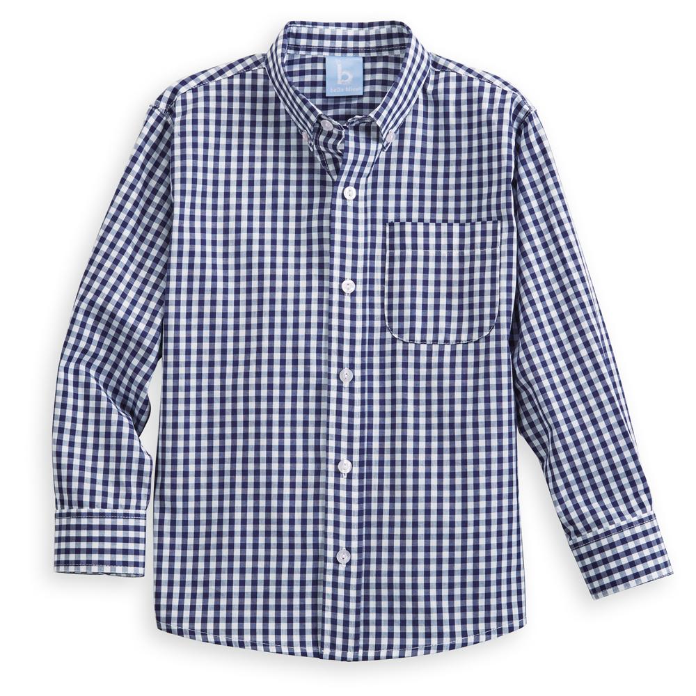 Soft Check Buttondown Shirt - Navy (4-8)