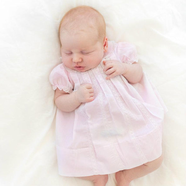 Lace Inlay Pleated  - Pink