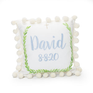 Laurel Wreath Mini Pom Pom Pillow