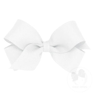 Mini Classic Grosgrain Girls Hair Bow - White