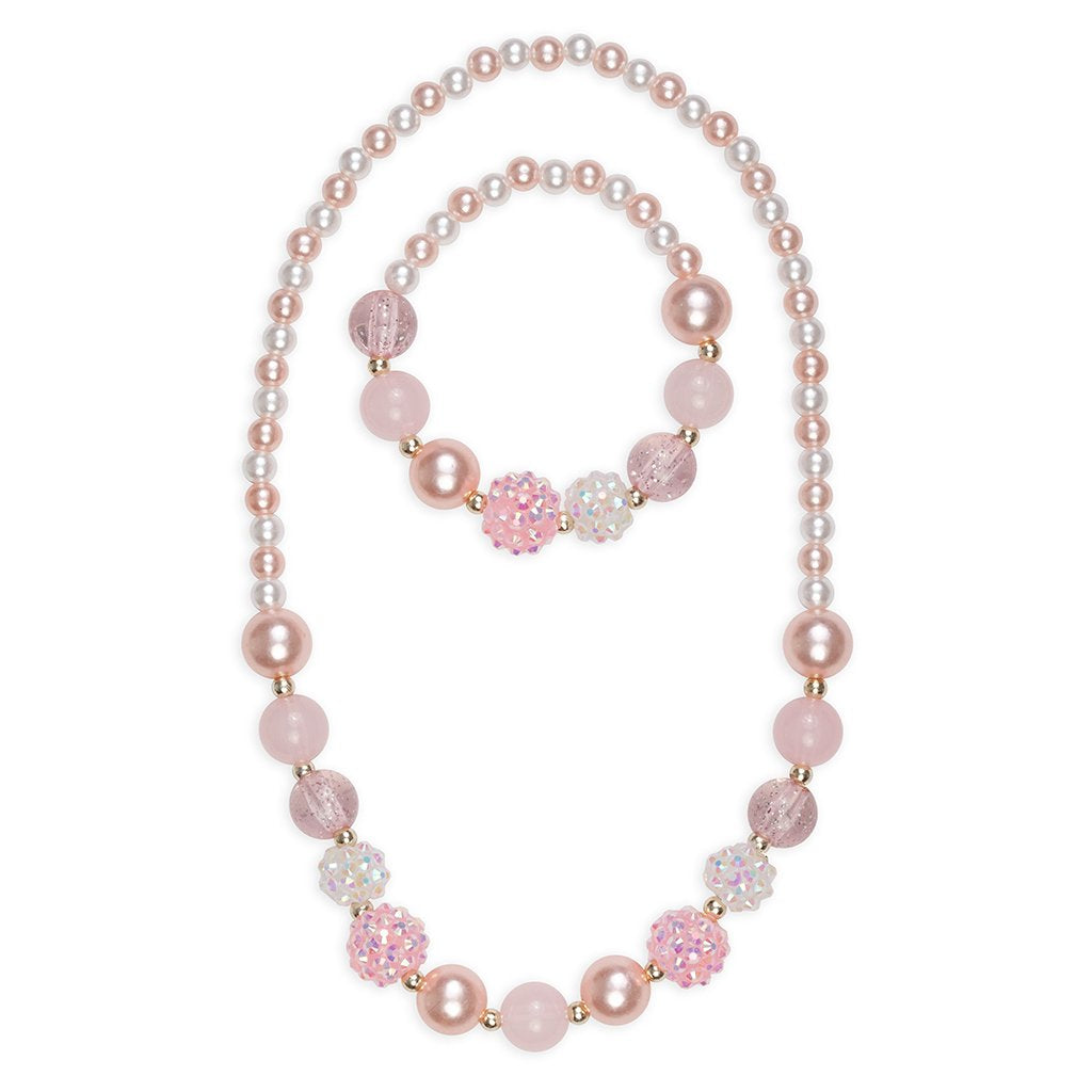 Pearly Pink Necklace and Bracelet Set