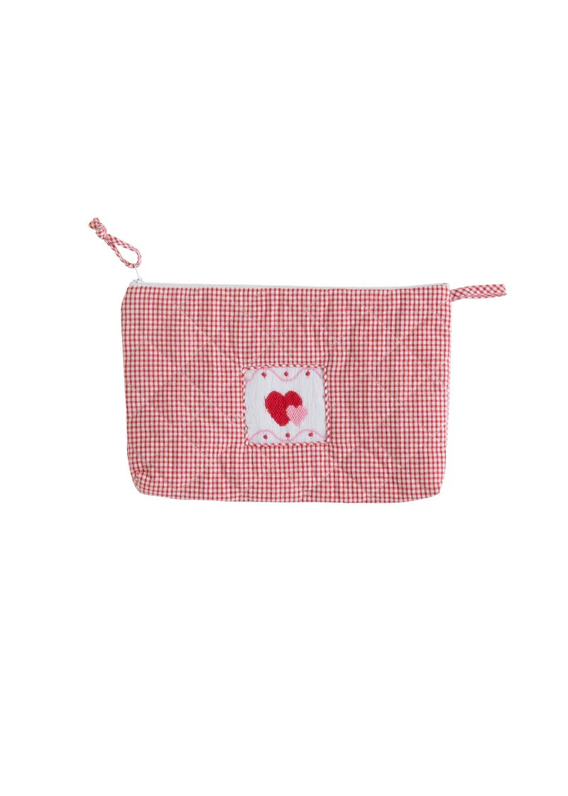 Quilted Luggage Cosmetic Bag - Hearts