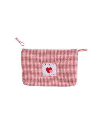 Quilted Luggage Cosmetic Bag - Hearts