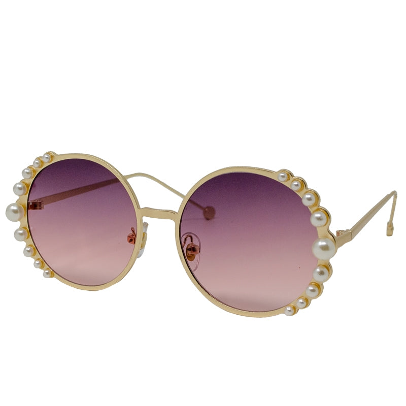 Round Sunglasses with Pearls