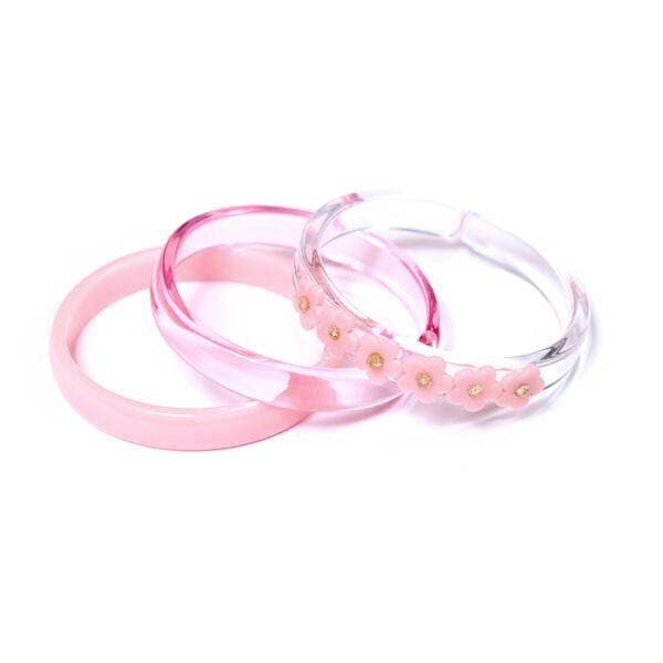 Pink Flowers + Cristal Bangle (set of 3)