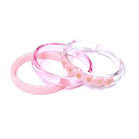 Pink Flowers + Cristal Bangle (set of 3)