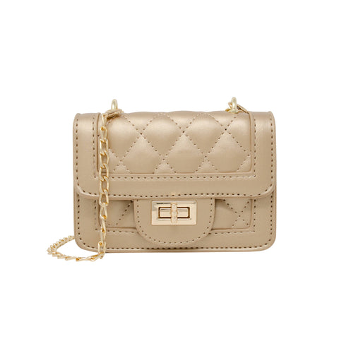 Tiny Quilted Mini Purse  - Gold