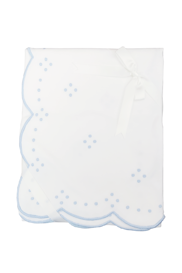 Scalloped Dot Receiving Blanket - Blue