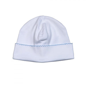 White Pima Hat w/ Blue Trim