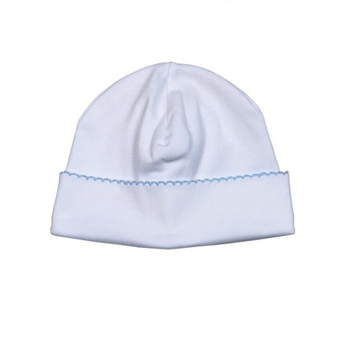 White Pima Hat w/ Blue Trim