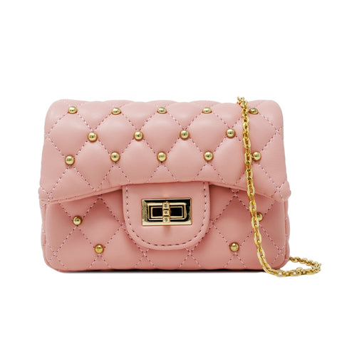 Classic Quilted Stud Mini Bag Light Pink