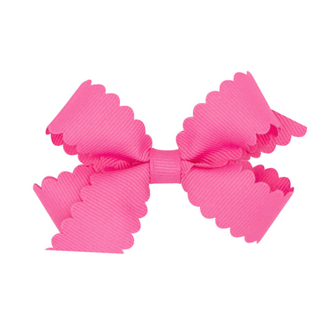 Mini Scallop Edge Bow - Hot Pink