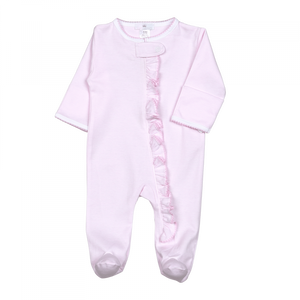 Pink Tiny Stripes Pima Zipper Footie