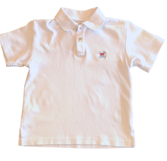 White Polo with Pirate Embroidery